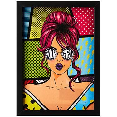 Imagem de Arte Maníacos Quadro Decorativo Tela Canvas PWR GRL Pop Art - 46x32,5cm (Moldura caixa laca preta)
