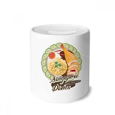 Imagem de DIYthinker Caixa de moedas de cerâmica com arroz hainanês Singapura para presente de cofrinho