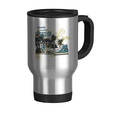 Imagem de Sapatos de lona, ilustração de coqueiro, caneca de viagem, tampa flip, copo de carro, garrafa térmica