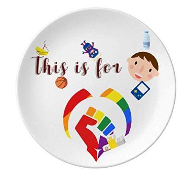 Imagem de Diferenças de gênero em torno da igualdade de arco-íris, prato redondo para jantar, menino