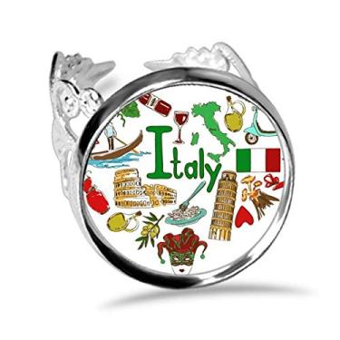 Imagem de DIYthinker Anel de noivado com a bandeira nacional da Itália Love Heart Landscap ajustável