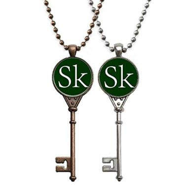 Imagem de OFFbb-USA Colar com símbolo de moeda Koruna eslovaca SKK chaveiro pingente joia decoração de casal