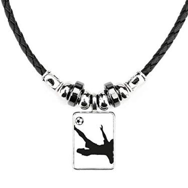 Imagem de DIYthinker Colar esportivo com contorno de futebol americano, bijuteria, torque, pingente de corda de couro