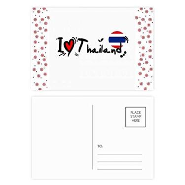 Imagem de I Love Thailand Bandeira da Palavra Love Heart Ilustration Christmas Christmas Flower Celebration Cartão postal Blessing Mailing Card
