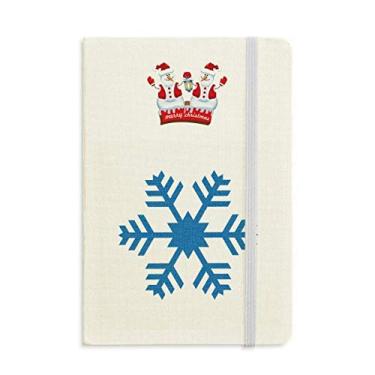 Imagem de Caderno de inverno com desenho de floco de neve azul e capa dura grossa