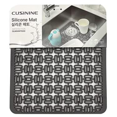Imagem de (M) - Tapete para pia de silicone cusinina, Tapete de secagem para pia de cozinha, Protetor de pia ajustavel, Tapete de drenagem rapida para pias, Armazenamento facil