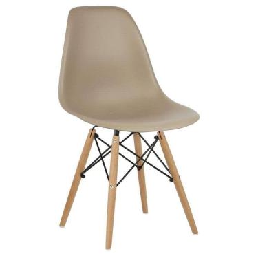 Imagem de Cadeira Decorativa Eiffel Charles Eames F03 Nude Com Pés De Madeira - Lyam Decor