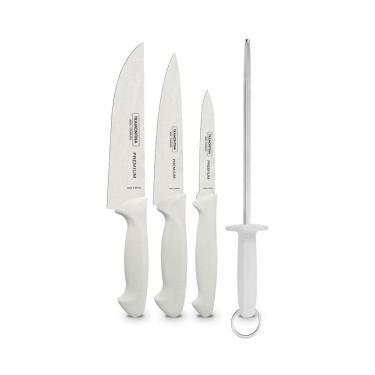 Imagem de Kit - Faqueiro Premium 3 Peças + 1 Chaira Estriada 10 Pol Profissional - Tramontina
