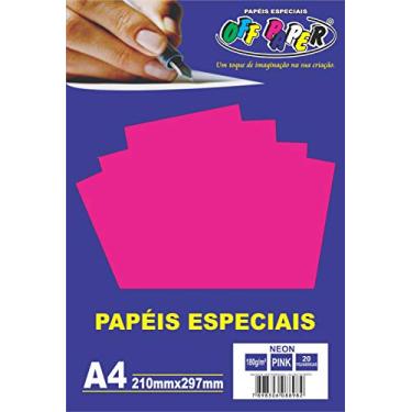 Imagem de Off Paper Especiais Papel Neon Pacote com 20 Folhas, Rosa (Neon Pink), A4, 180g