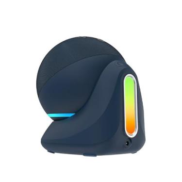 Imagem de Fanxoo ED5 Music Rhythm Light Base de bateria, luz rítmica de música com ritmo Alexa, plugue de expansão DC para fornecer energia para o Echo Dot 5ª geração(Azul-10000mAh)(Excluindo Echo Dot)