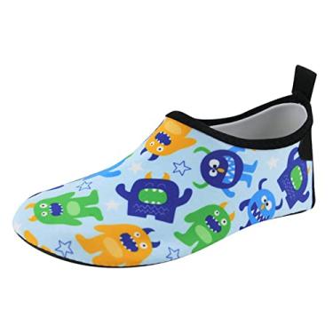 Imagem de Tênis de corrida para meninas crianças sapatos de natação finos e respiráveis sapatos de praia com sola de borracha para parque aquático meninas 10, Azul-celeste, 27 BR
