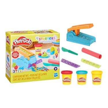 Imagem de Play-Doh Massinha de Modelar Infantil, Kit Inicial Fábrica Divertida, conjunto de massinha com acessórios e 2 potes de massa de modelar, presente de Natal para crianças acima de 3 anos