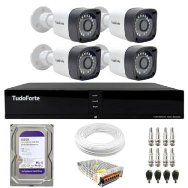Imagem de Kit CFTV 4 Câmeras Segurança Full HD DVR 4 Canais Com HD Completo
