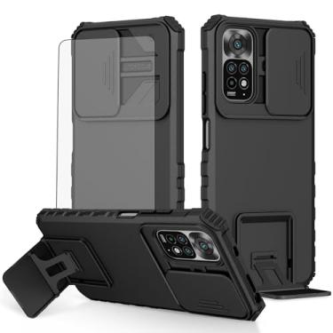 Imagem de Asuwish Capa de celular para Xiaomi Redmi Note 11S/11 4G com protetor de tela de vidro temperado e capa de câmera deslizante com suporte, suporte fino, acessórios para celular Redme Note11 S Note11S
