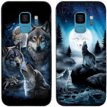 Imagem de 2 peças Moon Wolf Group Capa de telefone traseira impressa TPU gel silicone para Samsung Galaxy todas as séries (Galaxy S9)