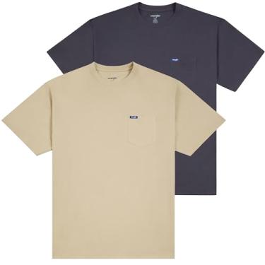 Imagem de Wrangler Camiseta grande e alta - pacote com 2 camisetas de algodão de manga curta com bolso no peito, Carvão/bege, 4X Tall