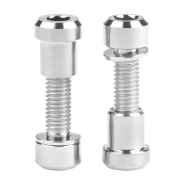 Imagem de Wanyifa Parafuso de titânio M5x16 18 20 mm com arruela parafuso de cabeça sextavada porca de fixação para haste de bicicleta trava de garfo frontal (cabeça quadrada prata, M5 x 20 mm)