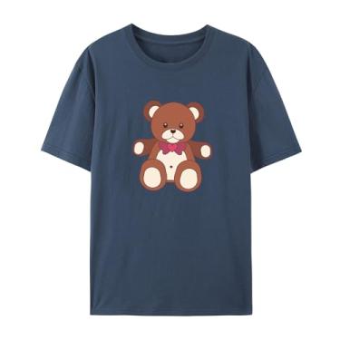 Imagem de Camiseta Love Graphics para homens e mulheres Urso Funny Graphic Shirt for Friends Love, Azul marinho, 5G