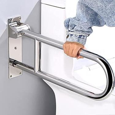Imagem de Barras de segurança para banheiro, barra de apoio dobrável de aço inoxidável para banheiro, 60/70 cm, suporte de montagem na parede, acessórios de banheiro dobráveis ​​para idosos com defici
