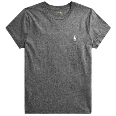 Imagem de POLO RALPH LAUREN Camiseta feminina de gola redonda (pequena, carvão), Rl Charcoal Heather, P