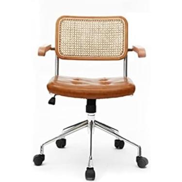 Imagem de Qingingg Cadeira de Computador Retrô Amarela, 64*47*76cm, Ergonômica, Reclinável, Couro PU de Alta Densidade, para Escritório e Jogos