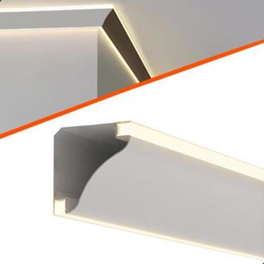 Imagem de Perfil De Led Sobrepor Roda-teto Alumínio 2m P/Sanca Gesso