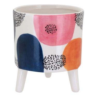 Imagem de CACHEPÔ CERÂMICA 15x13x13cm COLORIDO VASO DECORATIVO PLANTA