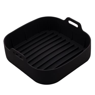 Imagem de Forma Quadrada de Silicone para Air Fryer Preta 20cm