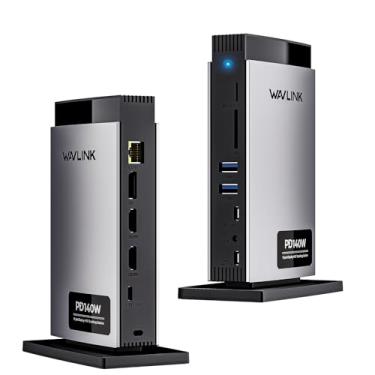 Imagem de WAVLINK Estação de ancoragem para laptop 3 monitores (resolução máxima: único 8K ou triplo 4K), estação de ancoragem USB C 11 em 1 com passagem de 125 W PD3.1, 2 x HDMI + DP, para MacBook M1/M2/M3/M4