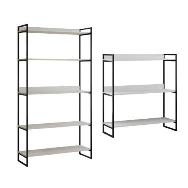 Imagem de Kit Industrial Estante Guaecá 180x95 E Aparador Industrial 3 Prateleir