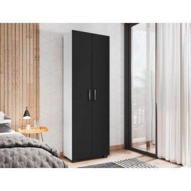 Imagem de Estante 5 Prateleiras Livreiro Cor Branco Com Portas Grandes - Móveis 