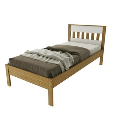 Imagem de Cama de Solteiro para Colchão 88 x 188 cm Multimóveis Cr35010 Amendoa/branca