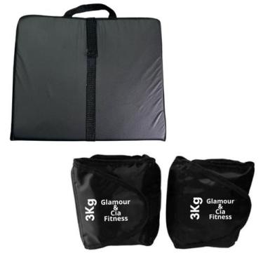 Imagem de Kit Colchonete Dobrável + Par Tornozeleira Caneleira De Peso 3Kg Para 
