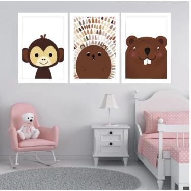 Imagem de Quadro Infantil Boho Bichinhos Mimados - Casa Com Atelier, Porco Espin