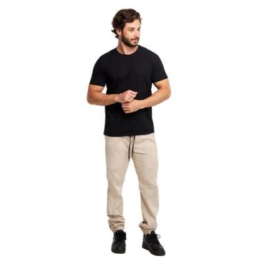 Imagem de Calça de Sarja Jogger Masculina Skinny Com Punho S01n - Wooks, G, Bege