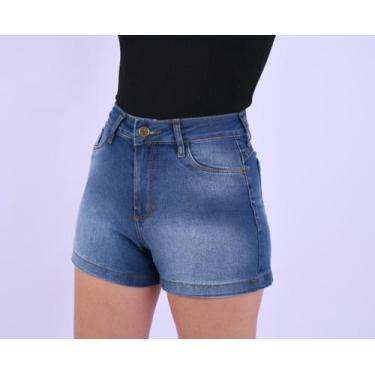 Imagem de Short Jeans Feminino Com Lycra Cós alto - VILA SUL, Azul, 40