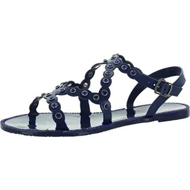 Imagem de Kenneth Cole REACTION Sandália feminina Dahlia Jelly Jewel Platform, Azul marino, 9