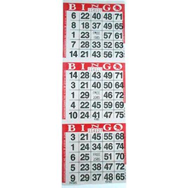 Imagem de SmallToys 3 on Red Bingo Paper Game Cards - 1000 folhas - Folha descartável de 10 x 30 cm - Feito nos EUA