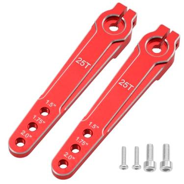 Imagem de 2Pcs ShareGoo Aluminum 2.0inch 25T Servo Arm Horn Long Steering Servo Arms Compatible with Futaba Savox Xcore HL HSP HD Power Rc Servos for RC Airplanes RC Plane Car (Red)