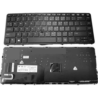 Imagem de SOUTHERNINTL Substituição para teclado HP EliteBook 740 750 840 850 G1 G2 ZBook 14 US com moldura preta e luz de fundo de ponta de mouse 736654-001 731179-001