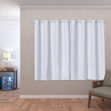 Imagem de Cortina Blackout Pvc Com Tecido Voil Xadrez 2,80 M X 1,60 M - Branco