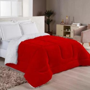 Imagem de Cobre leito Sherpa com Manta Flanel Queen Dupla Face Cores - Nathalia 