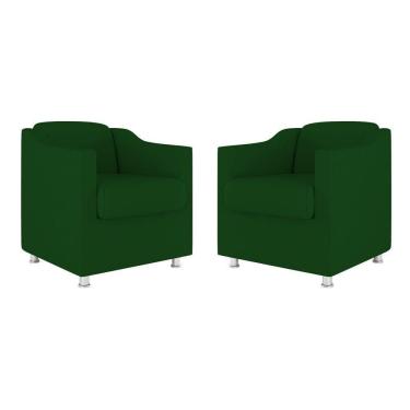 Imagem de Kit 02 Cadeiras Poltronas Decorativas Recepção Clinica Suede Cor:verde