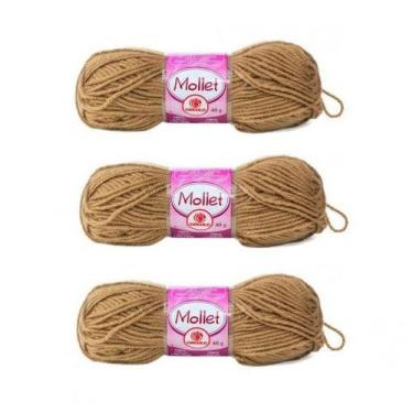 Imagem de Kit 5 Novelos Fio Lã Mollet 40g Círculo marrom canela - Mor, Marrom, C