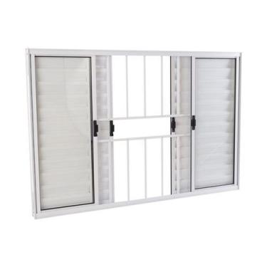Imagem de Janela Veneziana em Alumínio 120 x 150 x 8 cm com Grade 6 Folhas Branc