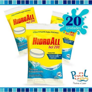 Imagem de Pastilha De Cloro Hcl 200 Hidroall 200g- 20 Un - Hidroall Hcl 200