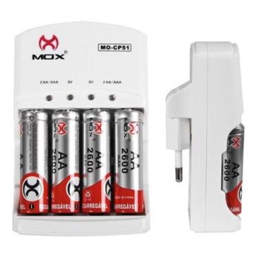Imagem de Carregador de pilha mox com 4 pilhas AA CP51