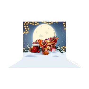 Imagem de Fundo Fotográfico em Tecido Natal Lua Trenó - 150x170cm - Fabrika de F