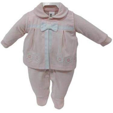 Imagem de Macacão Bebê Menina Chuquinha Finta Blusa Bordado Inverno 2895, Rosa c