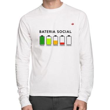 Imagem de Camiseta Algodão Bateria Social Manga Longa - Foca na Moda, Branco, P